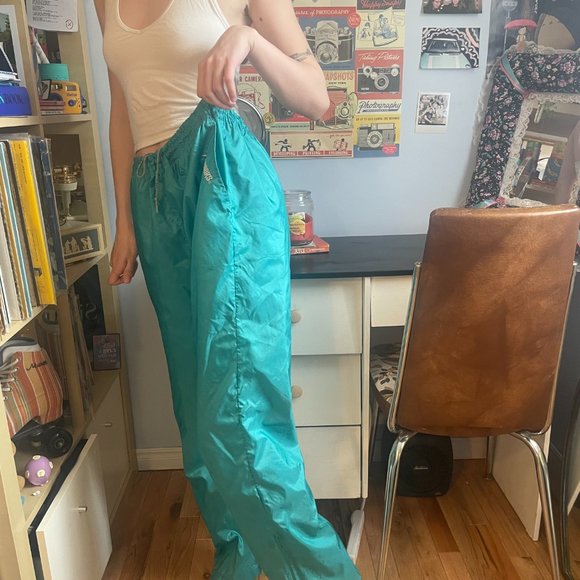 Mens Large Vintage 90s Neon blue windpants! - Picture 3 of 16